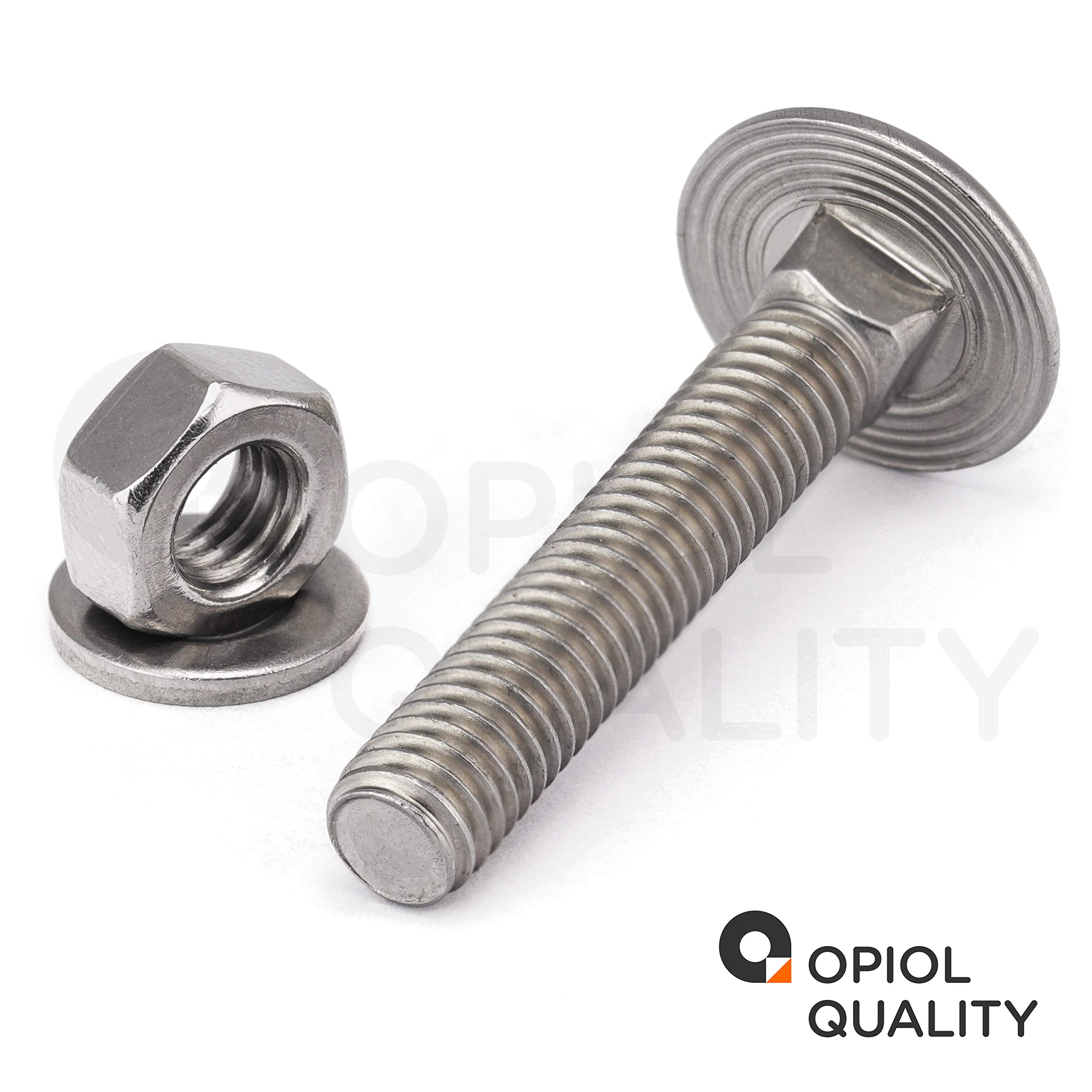 Schlossschrauben M10x100 mit Muttern und Unterlegscheiben M10 (25 Stück) aus Edelstahl A2 V2A Set DIN 603 / DIN 934 / DIN 125 Flachrundkopfschrauben Muttern Edelstahlschraubenset