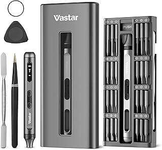 Vastar Electric Screwdriver, 52 in 1 Cordless Mini Power Precision Screwdriver Set with 48 Magnetic Bits, Rechargeable Torque Repair Tool Kit with Led Lights for Phones Watch Laptops PS5 Xbox