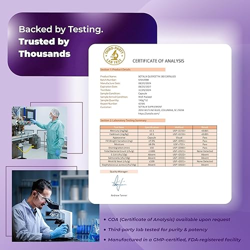 Miniatura 8 de SOTALIX SUPPLEMENT Quercetina premium 98% de alta pureza 3970 mg con bromelina, zinc, vitamina C, vitamina D3 2000 IU, saúco - Apoyo inmunológico de