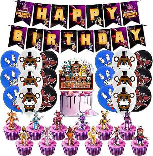 Suministros para fiesta de cumpleaños, el juego de suministros para fiesta de cumpleaños incluye globos, pancarta, adornos para pasteles y adornos