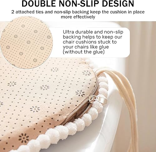 Miniatura 4 de JREDDI Juego de 4 cojines para sillas de comedor, cojines para sillas de cocina, estilo círculo, flores, cojines para sillas de comedor,