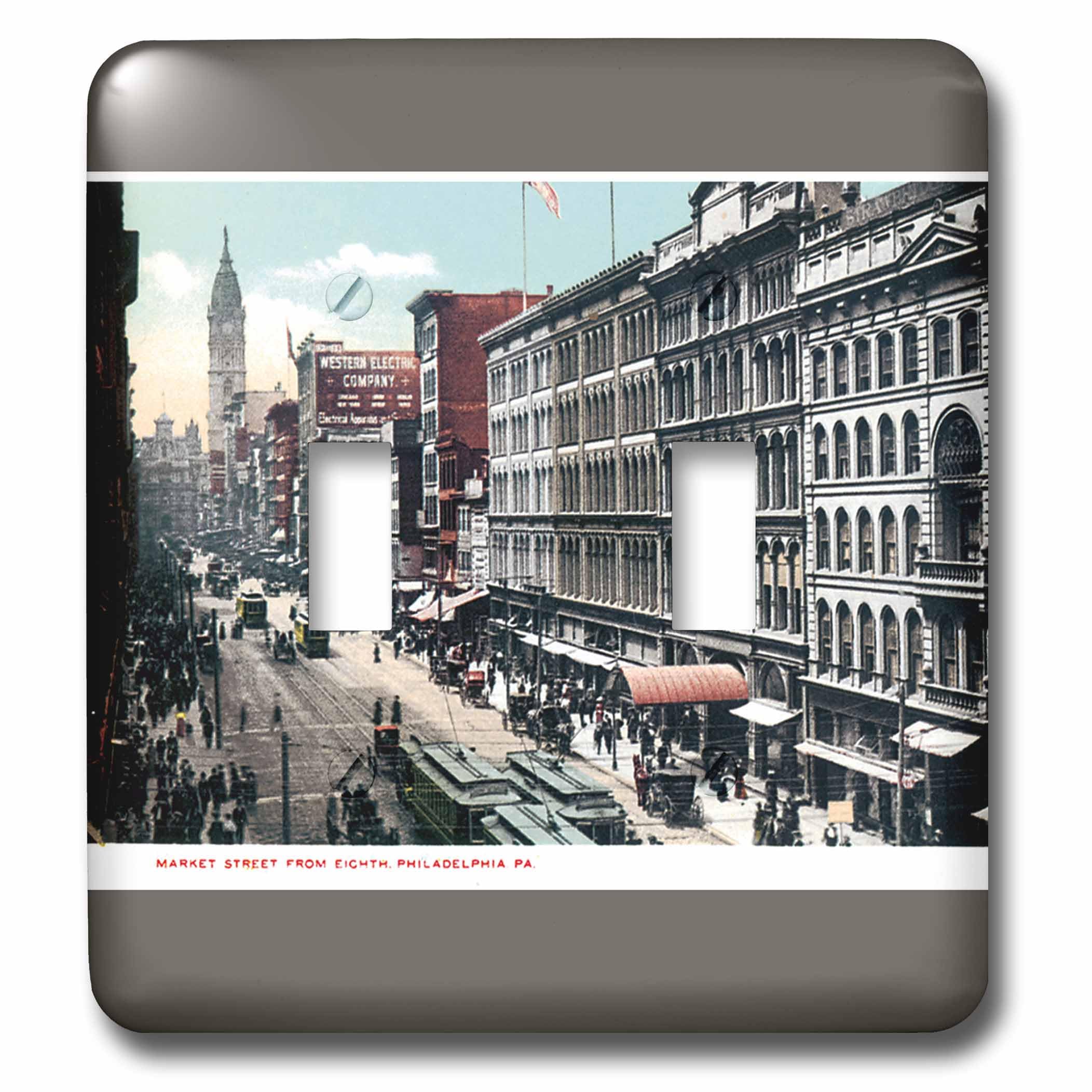 Interrupteur à bascule double Philadelphia Pennsylvania Vintage Street Scene multicolore 3dRose