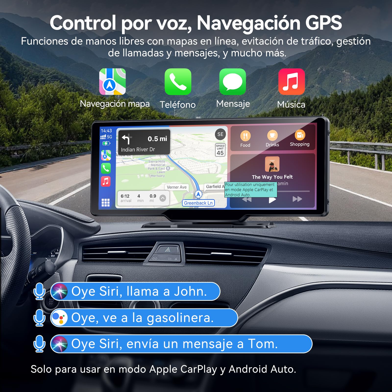 Pantalla Carplay Coche para A-pple & Android Auto, 11" Carplay Coche con Pantalla táctil, Cámara Trasera 1080p, OTA-Updates, Bluetooth, GPS, Super Link, FM, AUX, Siri de Voz