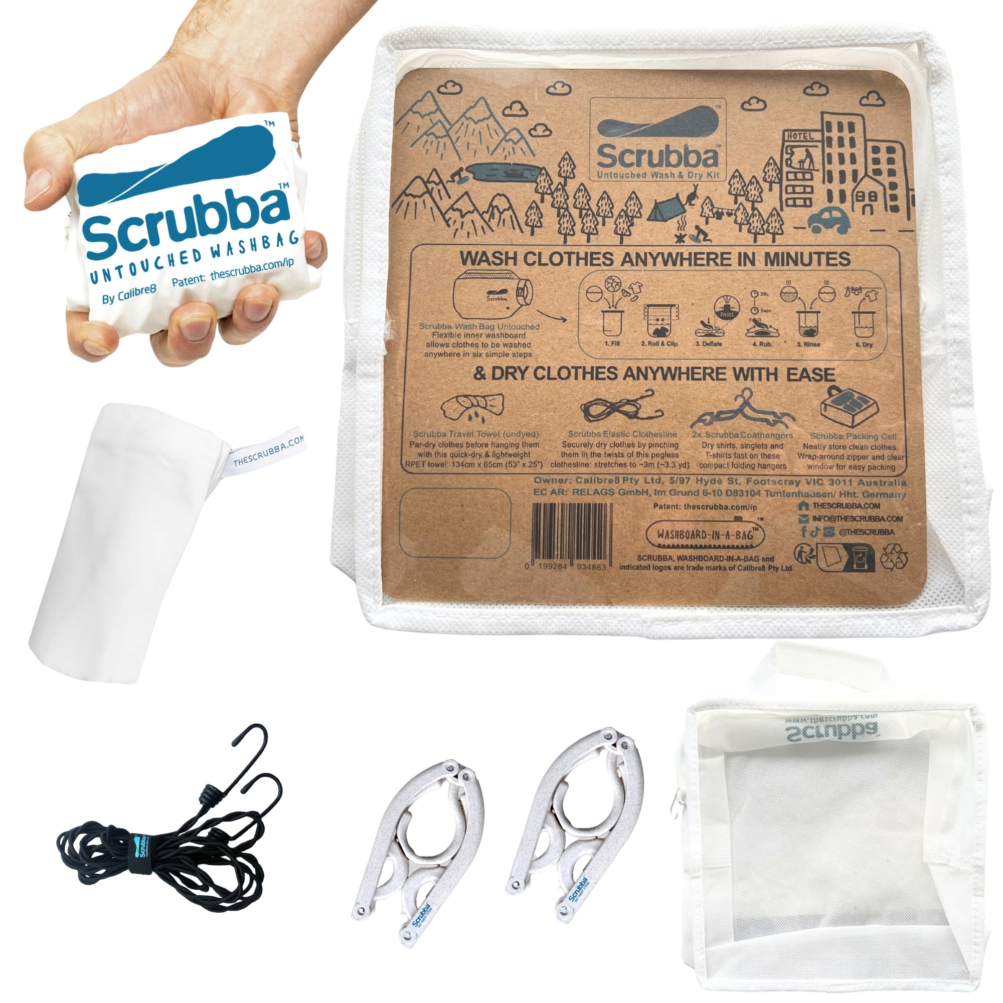 Amazon.com: Scrubba UNTOUCHED Wash Bag & Dry Kit - Portable