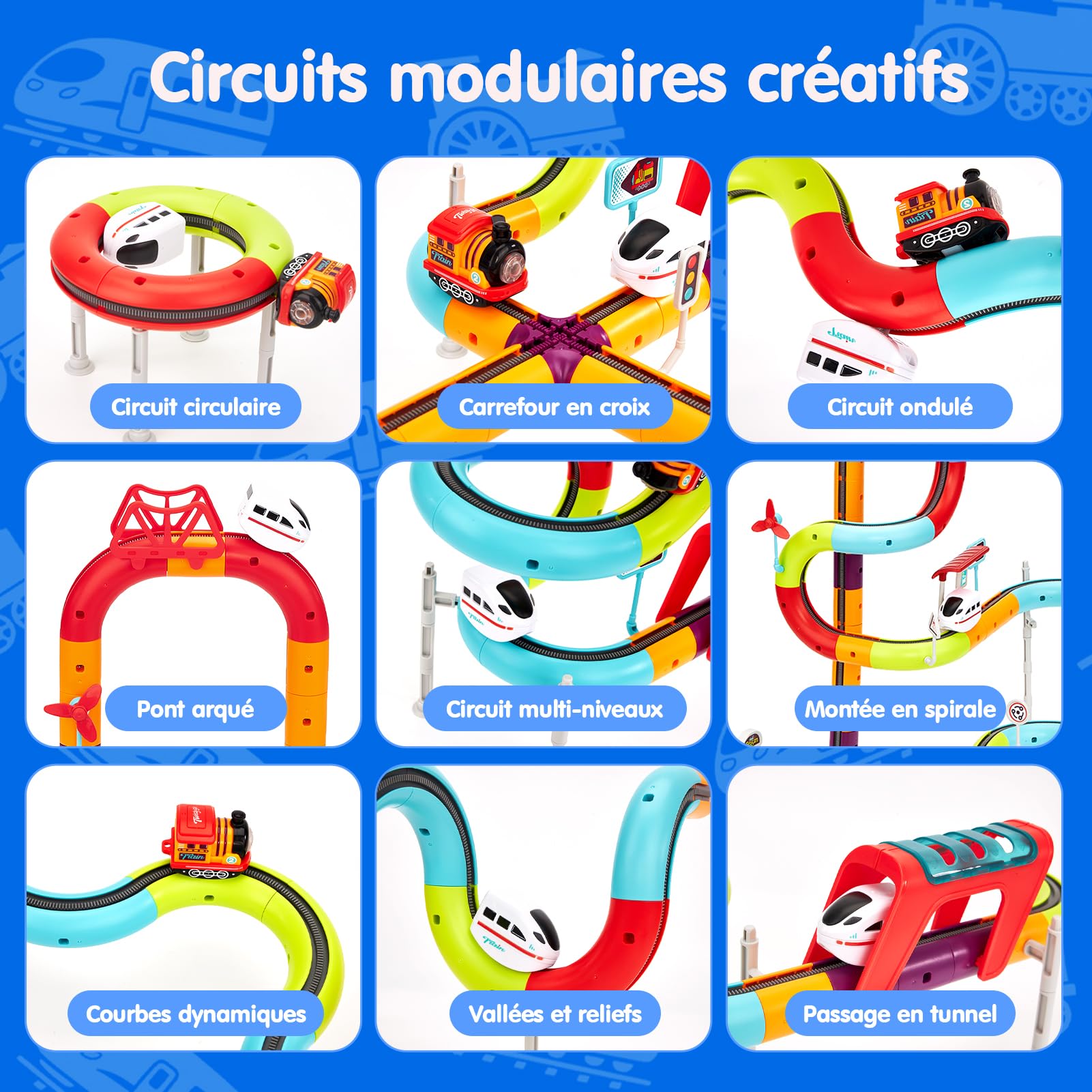 hahaland Train Électrique Enfant 3-8 Ans, 3D Circuit&2 Trains, 115 Pièces | Circuit Train Enfant, Anti-Gravité Train Enfant DIY à Assembler, Jouet Construction STEM Cadeau Garçon Fille 3 4 5 6 7 8 Ans