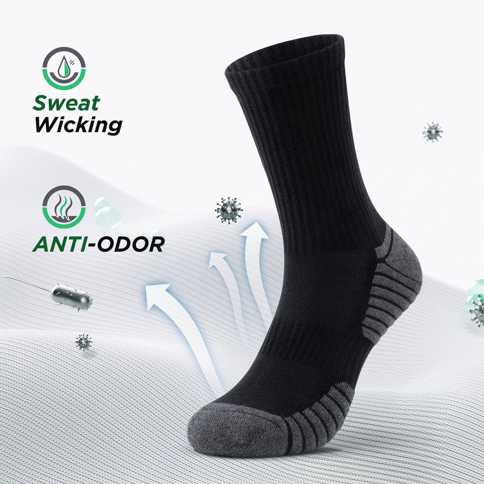 Alaplus Calzini Lunghi Uomo Donna 6 Paia, Calze lavoro in Cotone Traspiranti Antiscivolo, Calzini Sportive Uomo Estive Ideali per Running Trekking