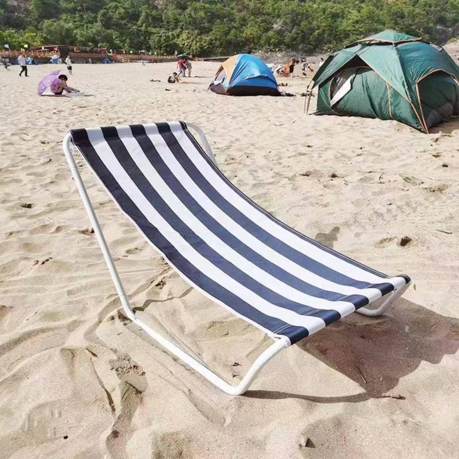 Siège Longue Portable Chaise Pliante Transat Dossier Ergonomique Fauteuil de Plage Tissu Oxford 600D Confort Morphologique Cadre Léger et Pliage, Bleu+Blanc Graffiti