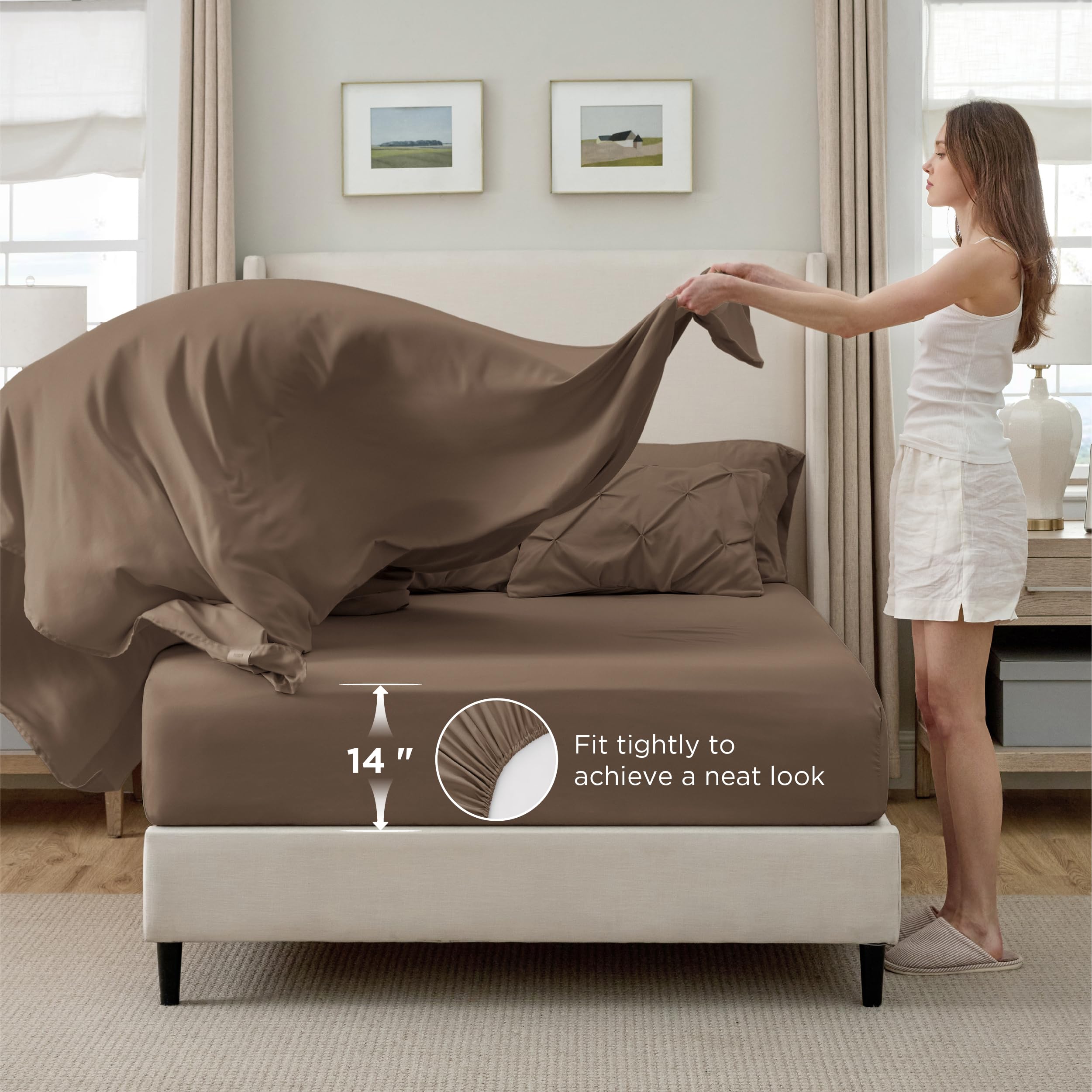 Amazon.com: Bedsure California King Comforter Set Brown - Bed in a