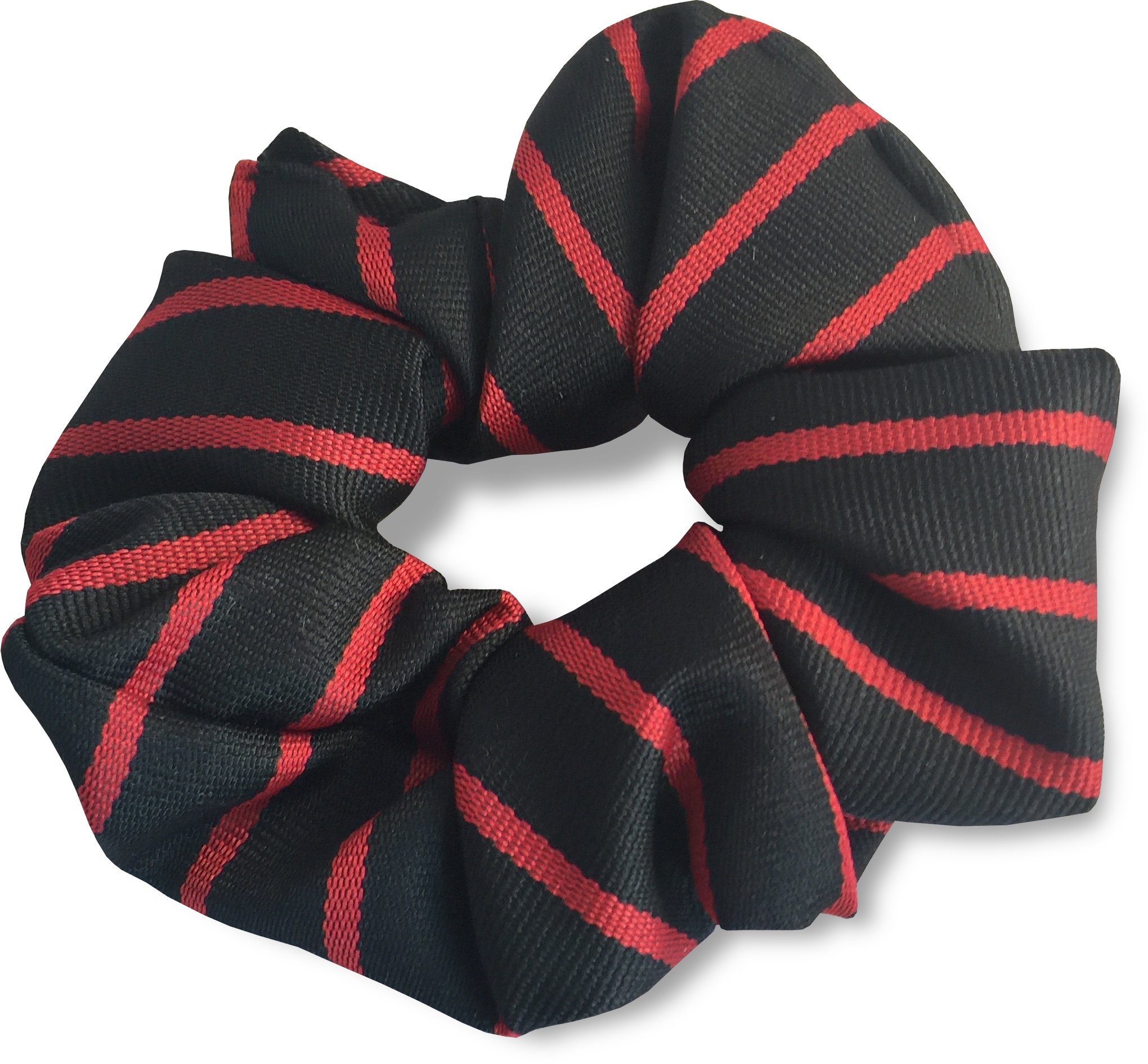 Great British Tie Club Single Striped Girls Elastic Hair Scrunchie Bobble School Uniform (Black & Red)