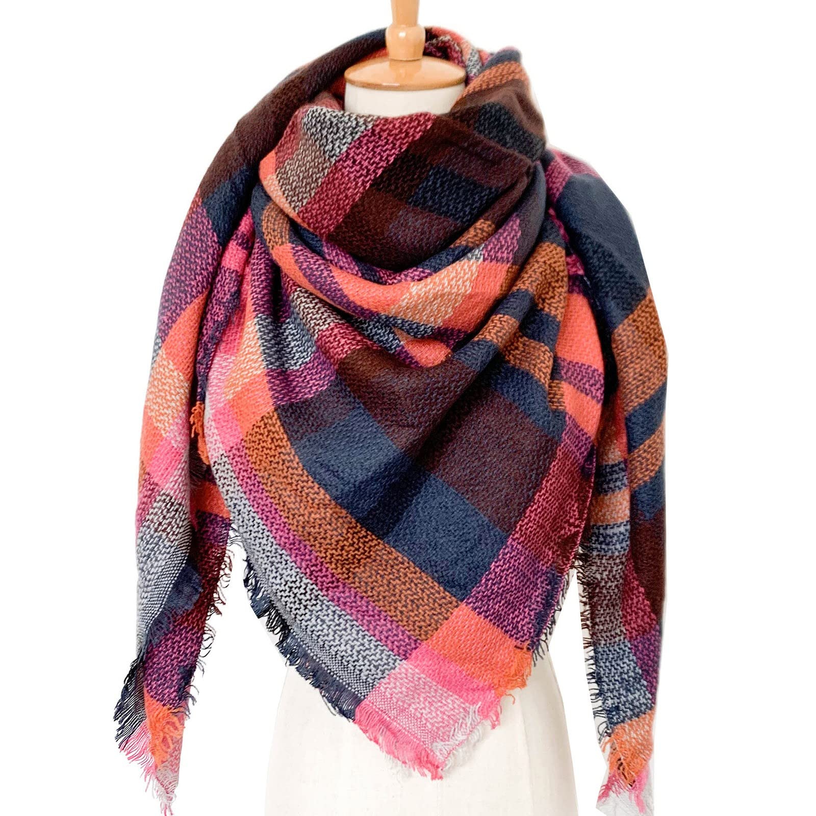 Echarpe Femme Hiver Echarpes, Écharpe Tartan Retro Pour