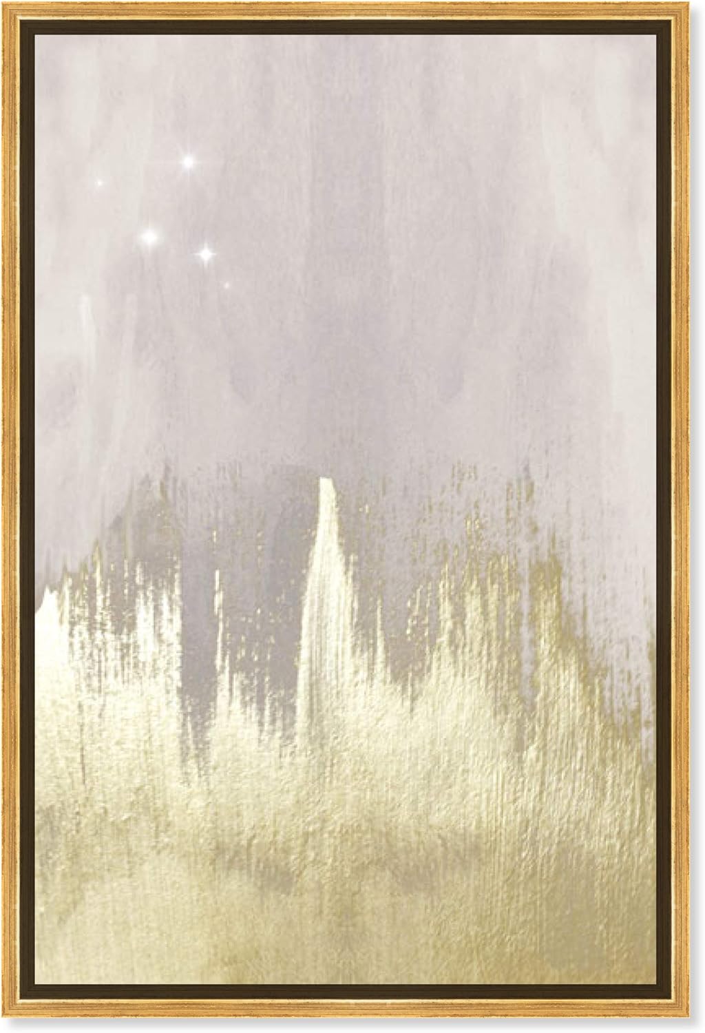 The Oliver Gal Artist Co. 30 in x 45 in, Abstract Sky Stars, Modern Canvas Wall Art Print, Offwhite Starry Night Living Room, Gold, White Gold Frame 30 in x 45 in