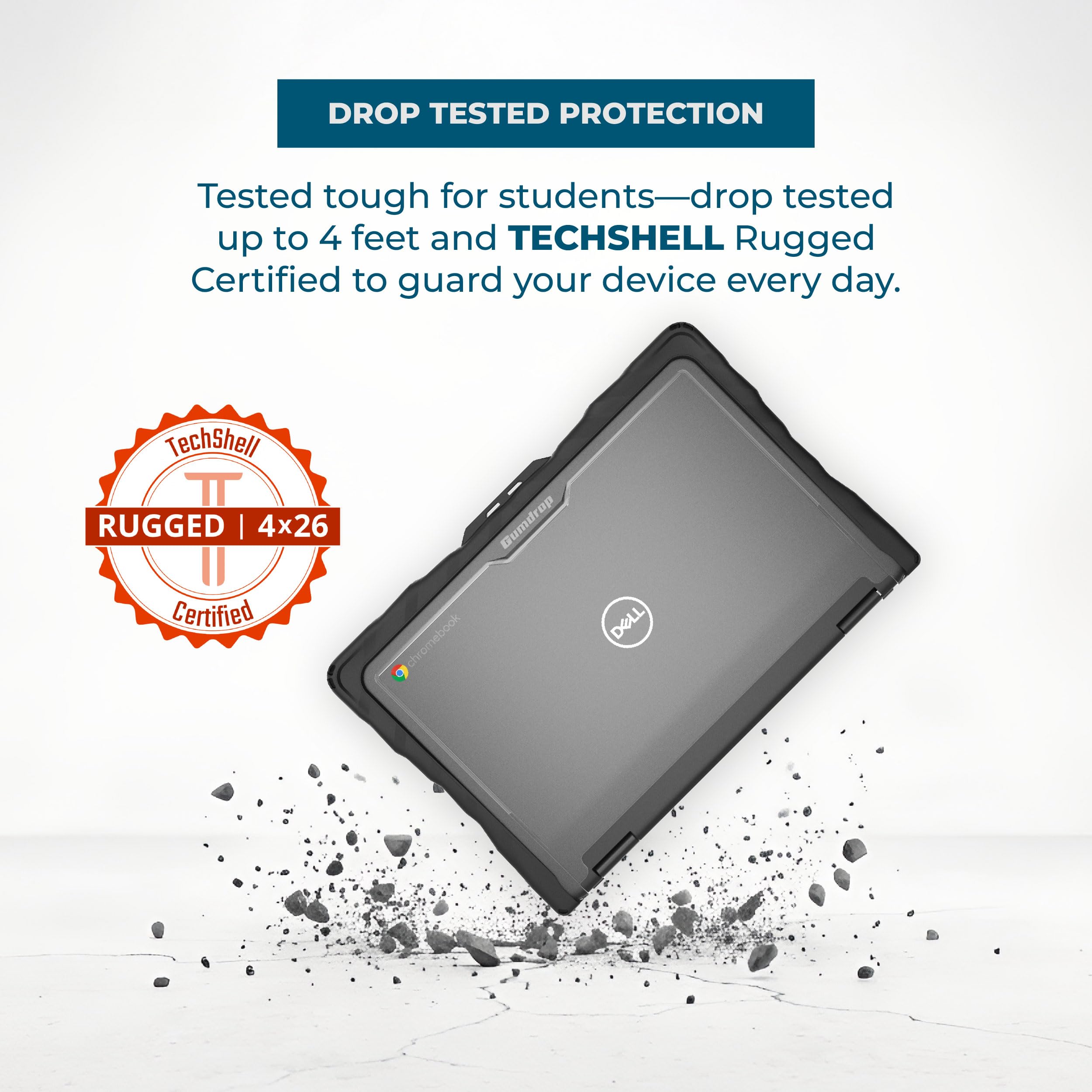 Gumdrop DropTech - Funda rígida para Laptop DELL Chromebook 3120 | 3110 | 3100 (Clamshell), Resistente a Prueba de caídas, a Prueba de Golpes, protección fiable para Dispositivos para Estudiantes de
