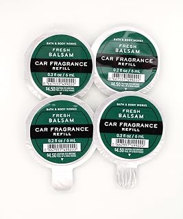 Generic Fresh Balsam, Bath and Body, Car Fragrance Refill, 0.2 fl oz each, 4 pack, Green