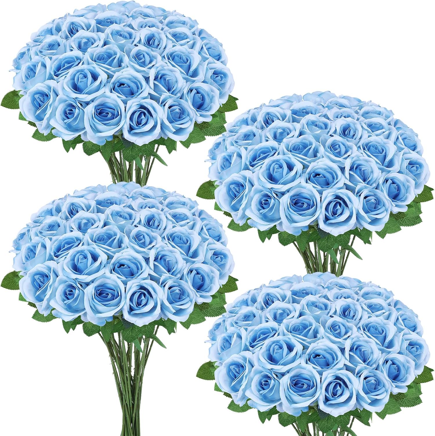36 Pcs Sky Blue Artificial Roses with Long Stems, Blue Fake Silk Rose Artificial Flowers Bulk for Bridal Wedding Bouquet Centerpiece Ball Arrangement Party Decor - Image 8