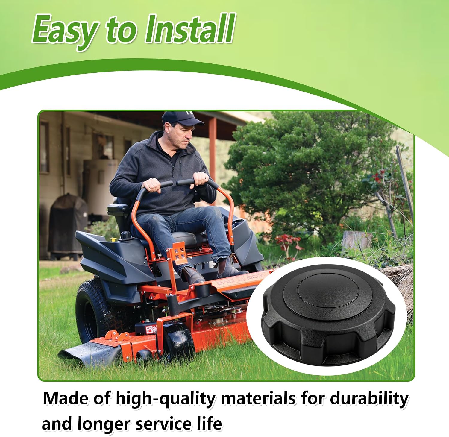 066-8076-00 Fuel Cap Fit for Bad Boy Mowers 2007-2017 Outlaw/Extreme 3.5" Neck Fue/XP/Stand-On, Kelch Cap Replace 066807600
