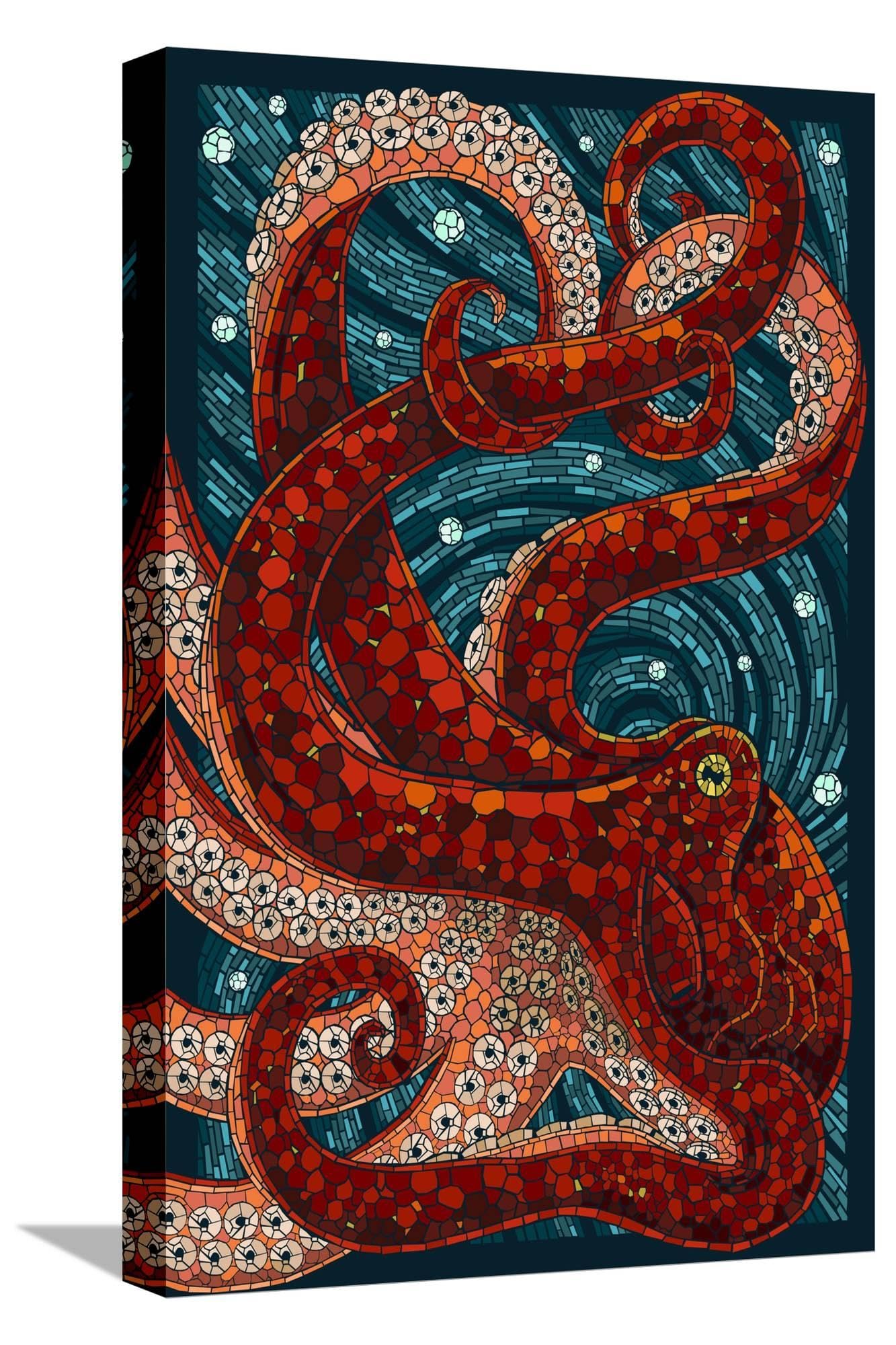 AllPosters Stretched Canvas Print Octopus - Paper Mosaic by Lantern Press, 12x18