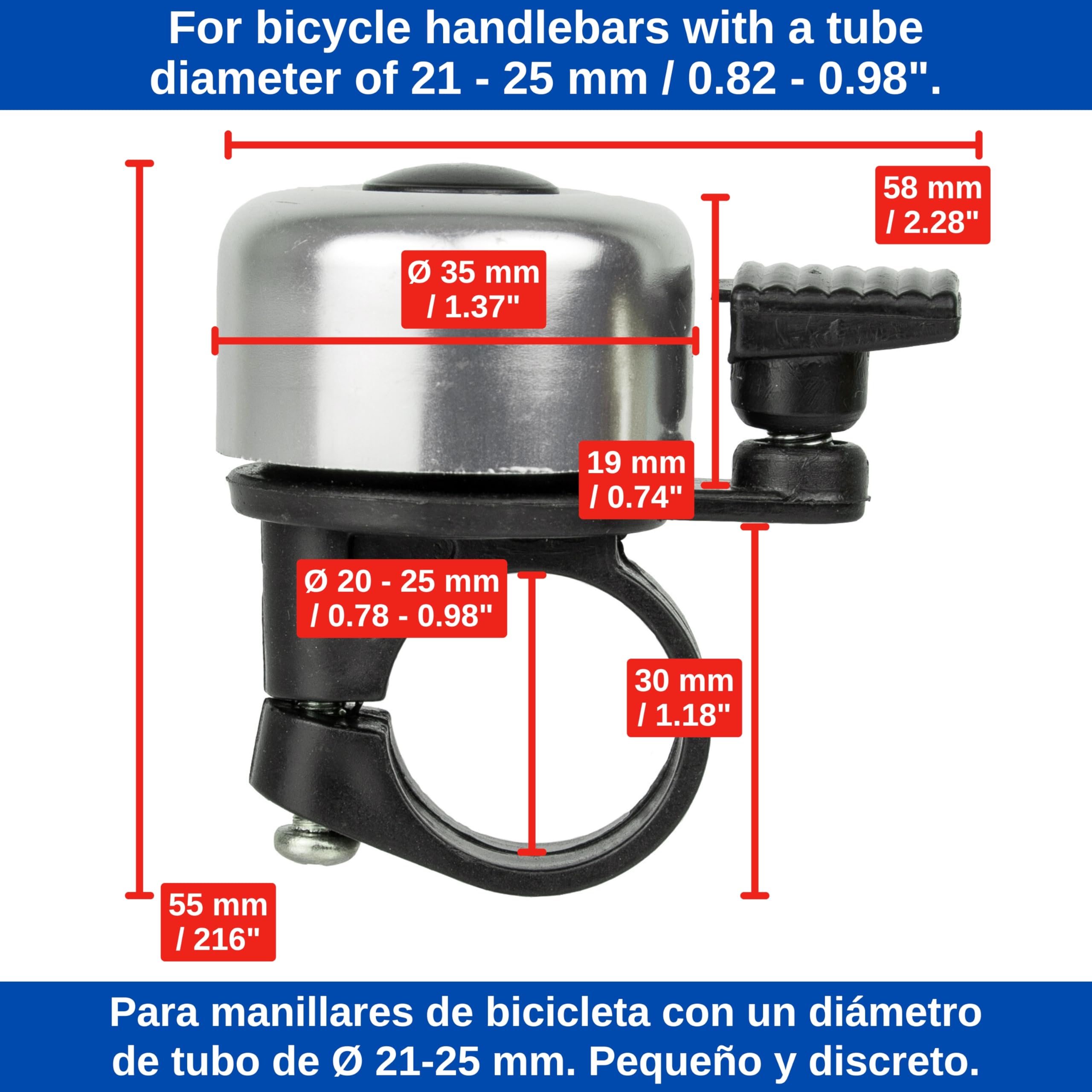 Lot De 2 Sonnettes De Vélo - Universelles Pour Guidon 21-25 Mm, Transparentes, Avec Vis De Fixation