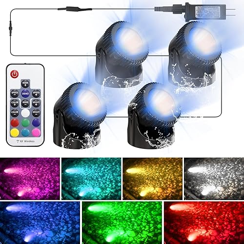 Luces RGB sumergibles para estanque, 20 colores, regulables, con temporizador, luces LED de fuente sumergible con control remoto, IP68 impermeable