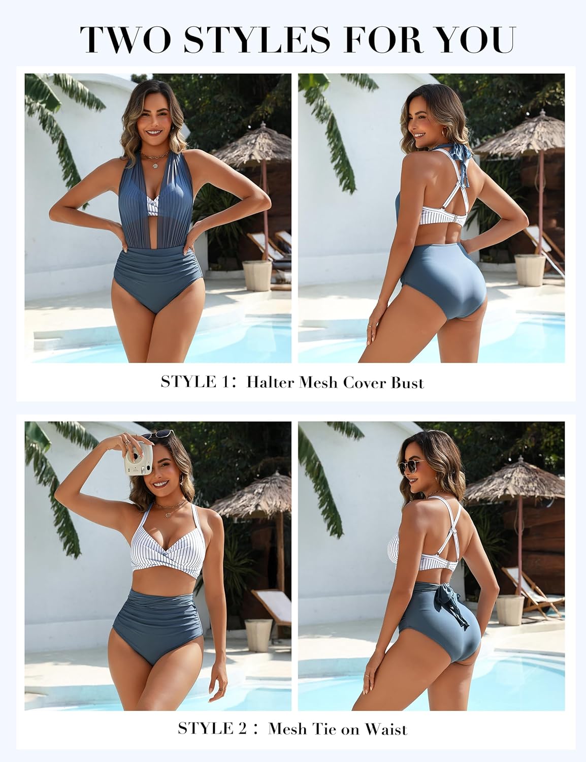 Blooming Jelly High Waisted Bikini Sets for Women Tummy Control Swimsuits Two Piece Sexy Modest Mesh Bathing Suit 2025 - Image 4