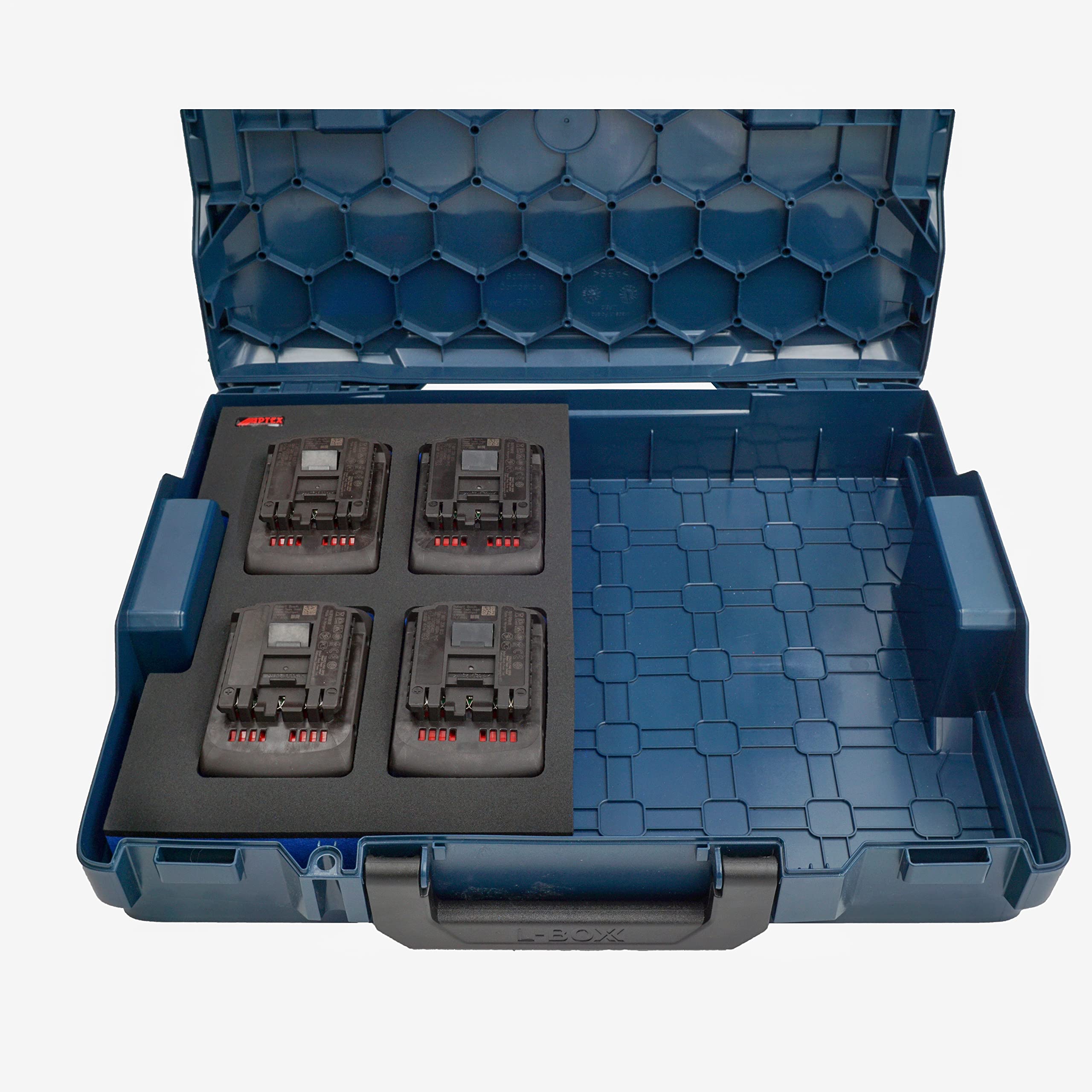 APTEX Schaumeinlage passend für 4x Bosch Akkus GBA 18V (kein ProCore) für halbe Bosch L-Boxx