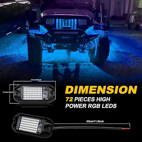Vista 23 de Nicoko 4Pods blanco puro 72 LED SMD Chips 72 W de alta potencia Rock luces blancas superbrillantes para coche, barco, luces subterráneas IP68