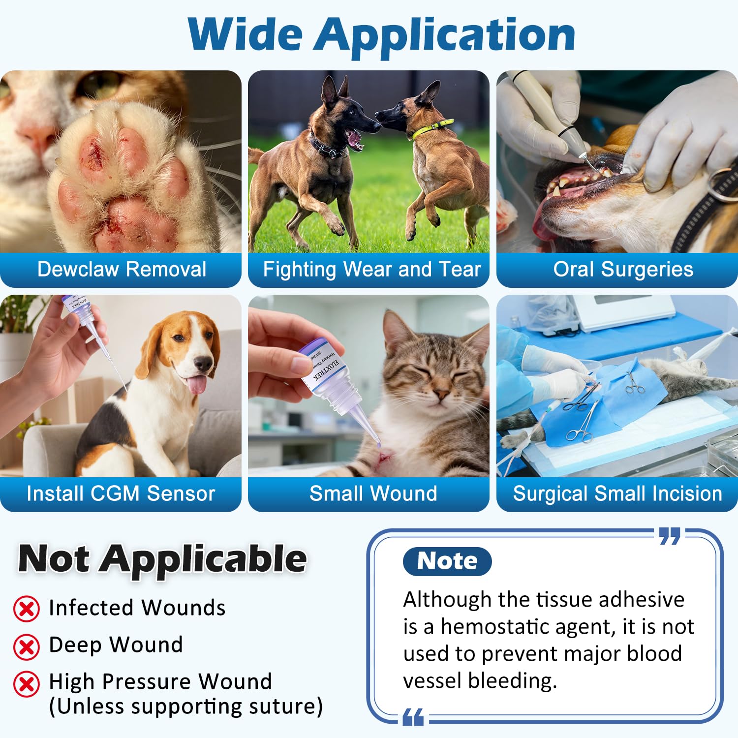 3ml Veterinary Surgical Skin Glue with 15 Precise Applicators, Strong Surgical Adhesive, Blue-Tinted Fast-Acting Tissue Wound Glue, Waterproof Wound Sealant for Multi-Pet Households — Amazon image 9