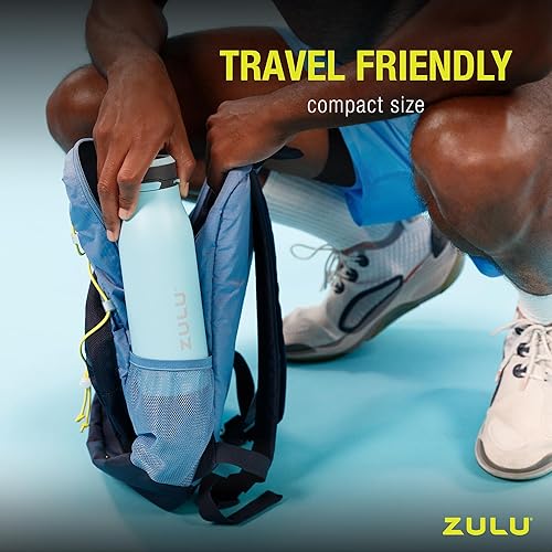 Miniatura 7 de ZULU Ace - Botella de agua de acero inoxidable aislada al vacío con boquilla de chug, tapa de bloqueo a prueba de fugas y base extraíble para