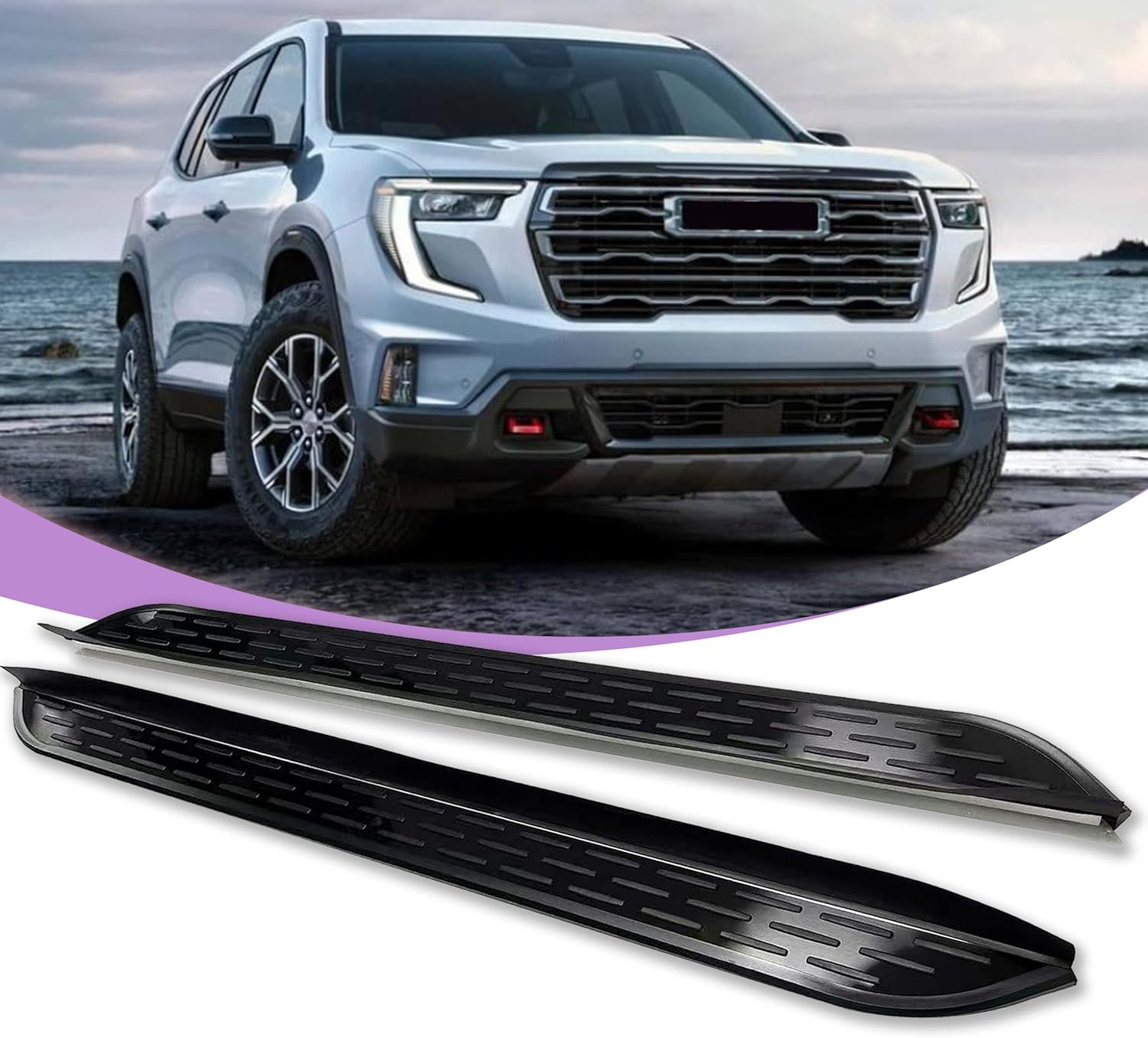 2Pcs Running Board Side Steps Fit for All New GMC Acadia 2024 2025 2026 Anti-Slip Fixed Door Side Pedal Nerf Bar Rail Board Protector with Accessories Brackets Black