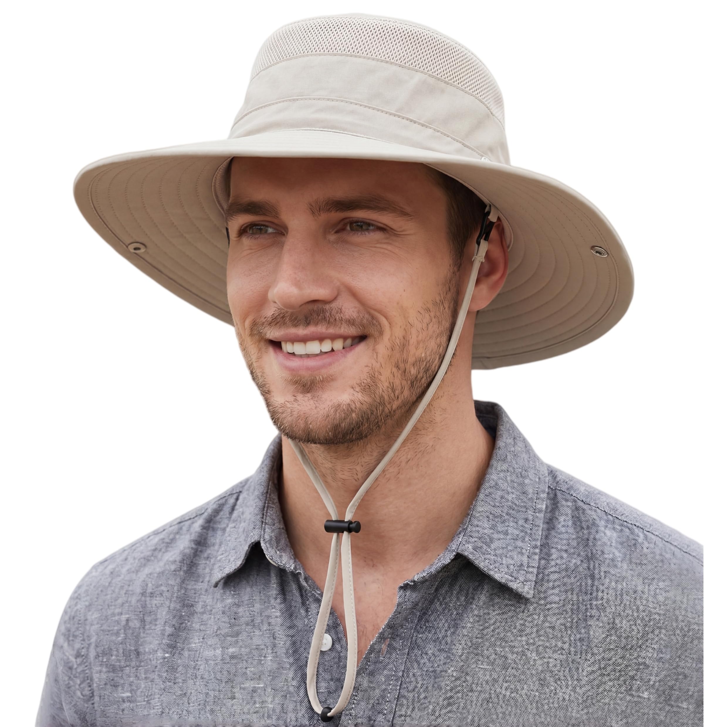 Connectyle Sombrero de sol para hombres y mujeres, transpirable, UPF 50+, sombrero de safari para pesca, senderismo, jardinería, ajustable de ala ancha