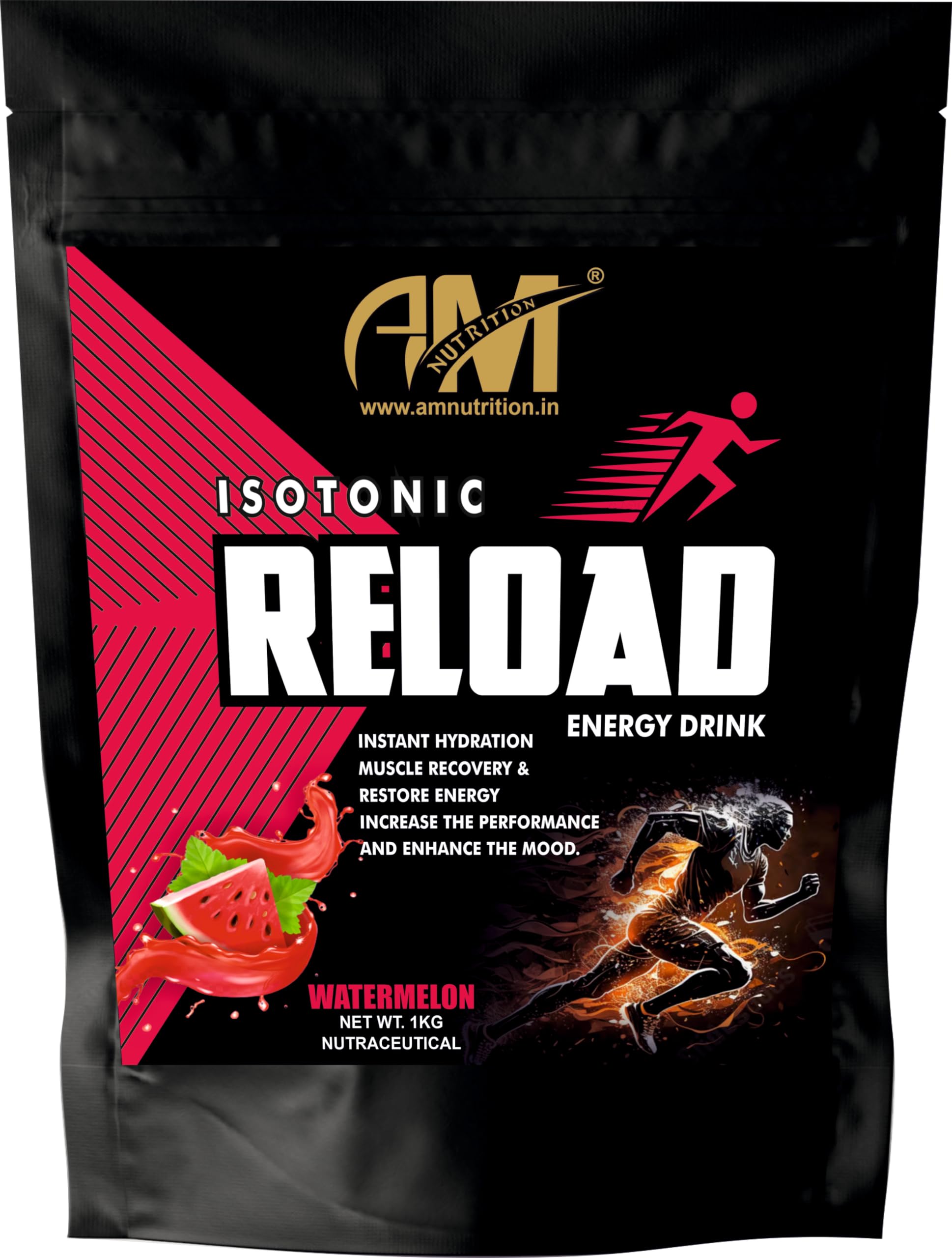 Isotonic Reload Energy Drink For Instant Hydration, Muscle Recovery, and Performance Boost | 3780mg Electrolytes Blend (33 Servings,1KG) (Watermelon)-image-36