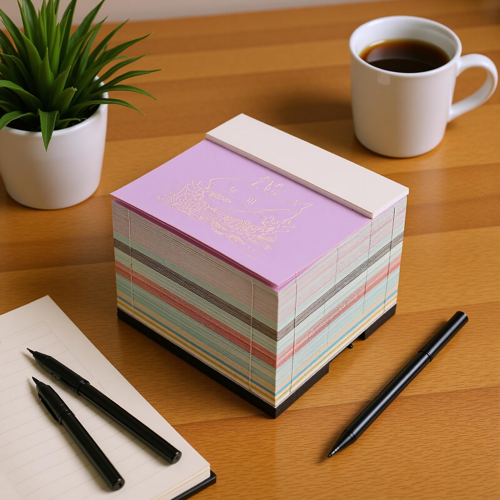 3D-Ozean-Notizblock, Papierschnitzkalender mit LED-Licht