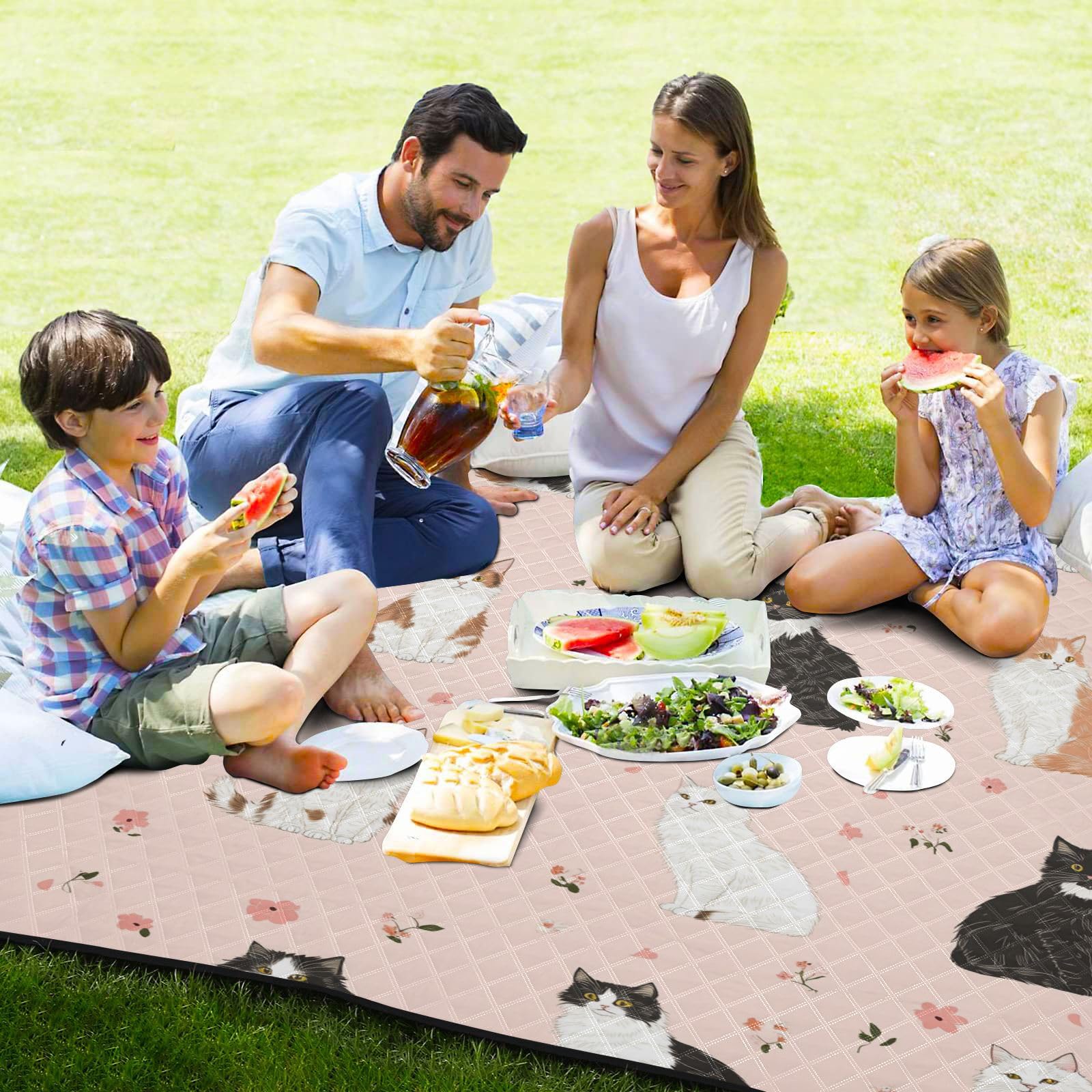 Piękno koty różowy plażowy koc piknikowy składany trawamata ogrodowa dla osób na zewnątrz