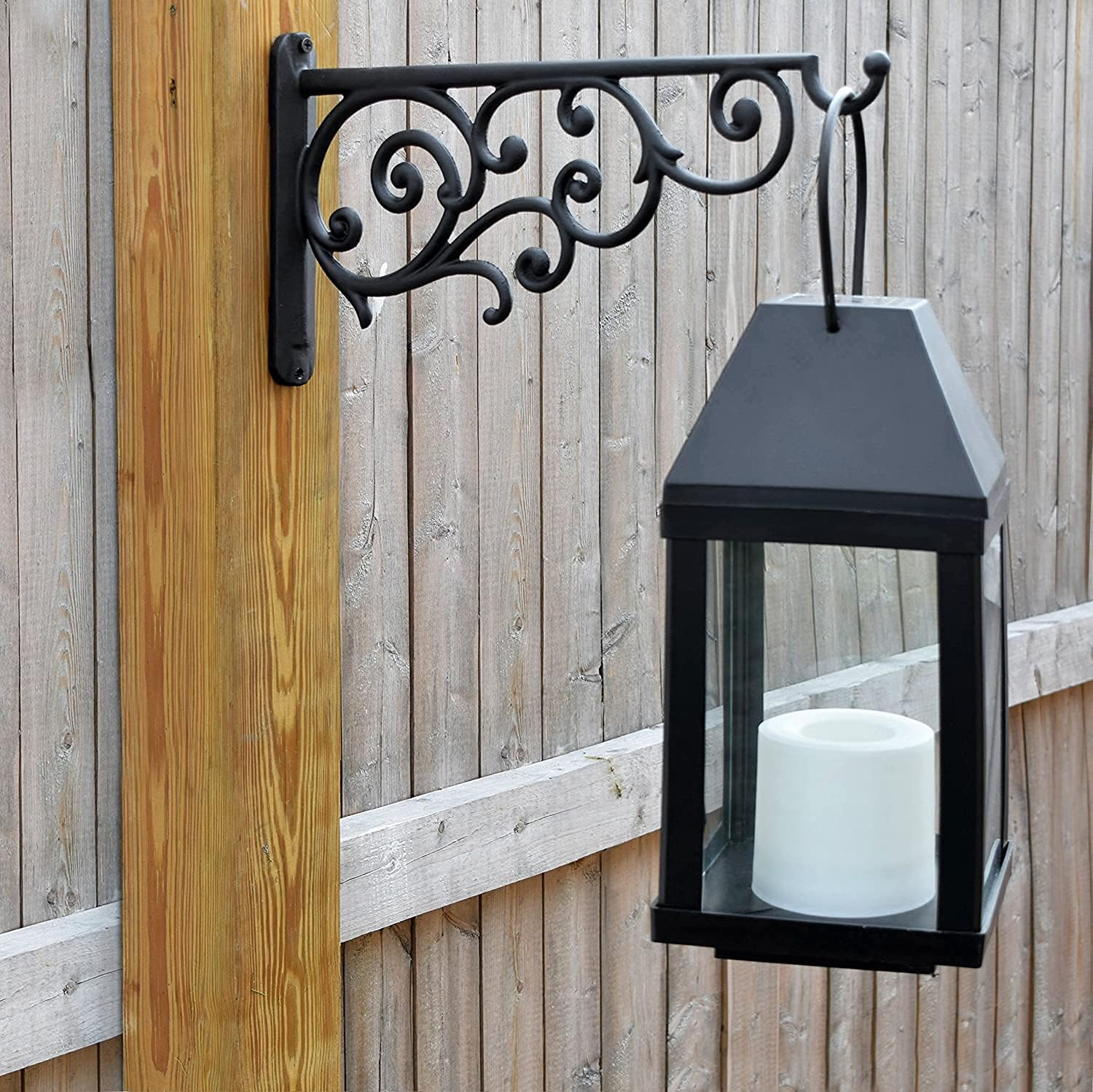 Elegant Metal Plant Stand - Black Scrollwork Bracket -3