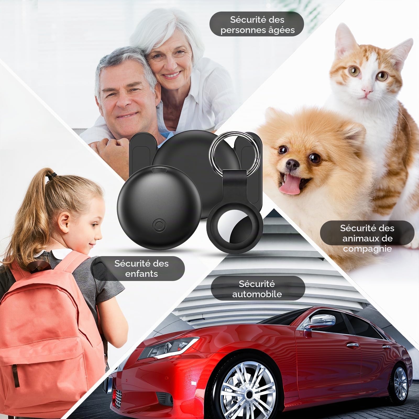 Traceur GPS Voiture, Car GPS Tracker pour Android y iOS, Magnétique Tracker de Voiture sans Abonnement, Invisible Bluetooth Smart Tag pour Moto/Wagons/Vélo (Noir)