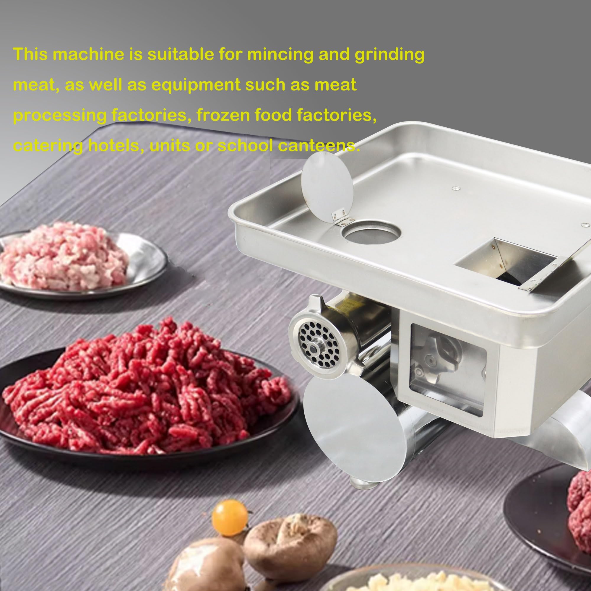 HQHAOTWU Electric Meat Grinder and Cutting Machine Stainless Steel Meat Mincer Sausage Filling Grinding and Cutting 8mm Mincer Sieve Plate&10mm Cutter Blade for Supermarket Restaurant&Home 250KG/H