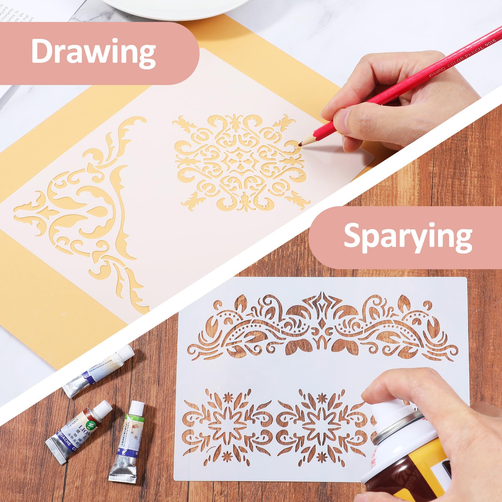 Amazon.com: 6Pcs Craft Stencils for Painting Vintage, Vintage