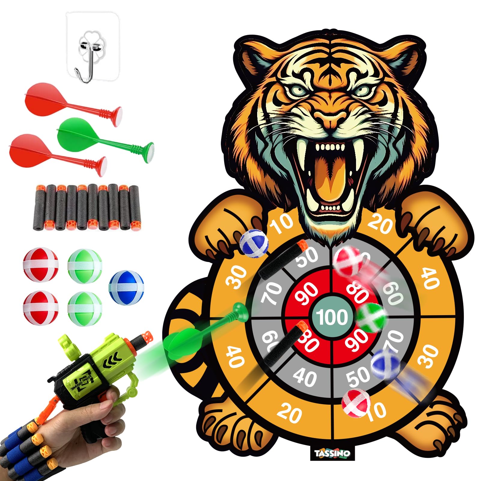 Foam Blaster Soft Bullet Guns Dart Game For Kids Cartoon Target Game Toy Sets Children's Indoor Outdoor Sport Game Toys Gifts (Tiger), Multicolor