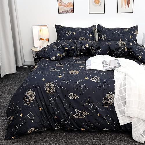 Vista 55 de ZHH E-COMMERCE Juego de funda de edredón individual para niños, funda de edredón de constelación de 3 piezas (1 funda + 2 fundas de almohada), Blue