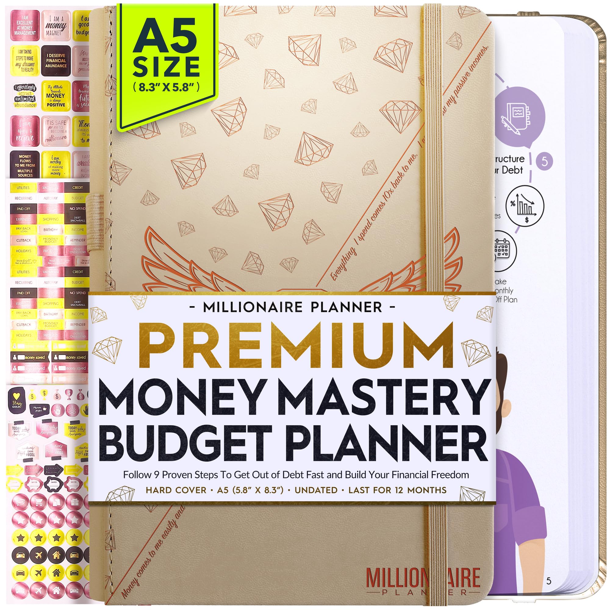 Budget Planner and Monthly Bill Organizer - Finance Planner, 12-Month Journey to Financial Freedom | Bill Payment Tracker Monthly Organizer, Money Saving & Expense Tracker | Undated Budgeting Journal