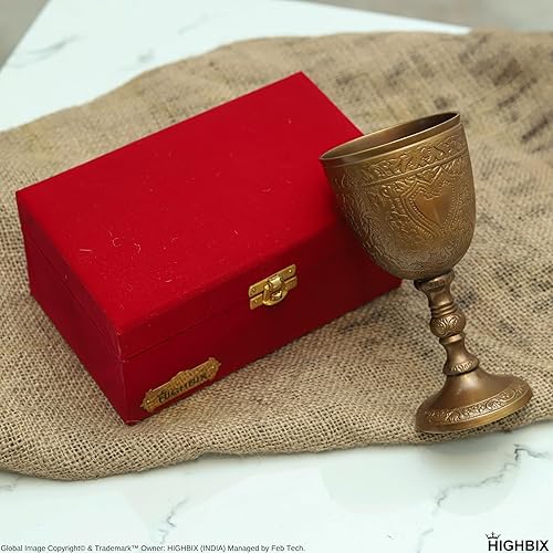 Miniatura 5 de Copa de vino vintage de latón hecha a mano, copa de vino de boda de estilo antiguo en caja de regalo forrada de terciopelo, regalo ideal