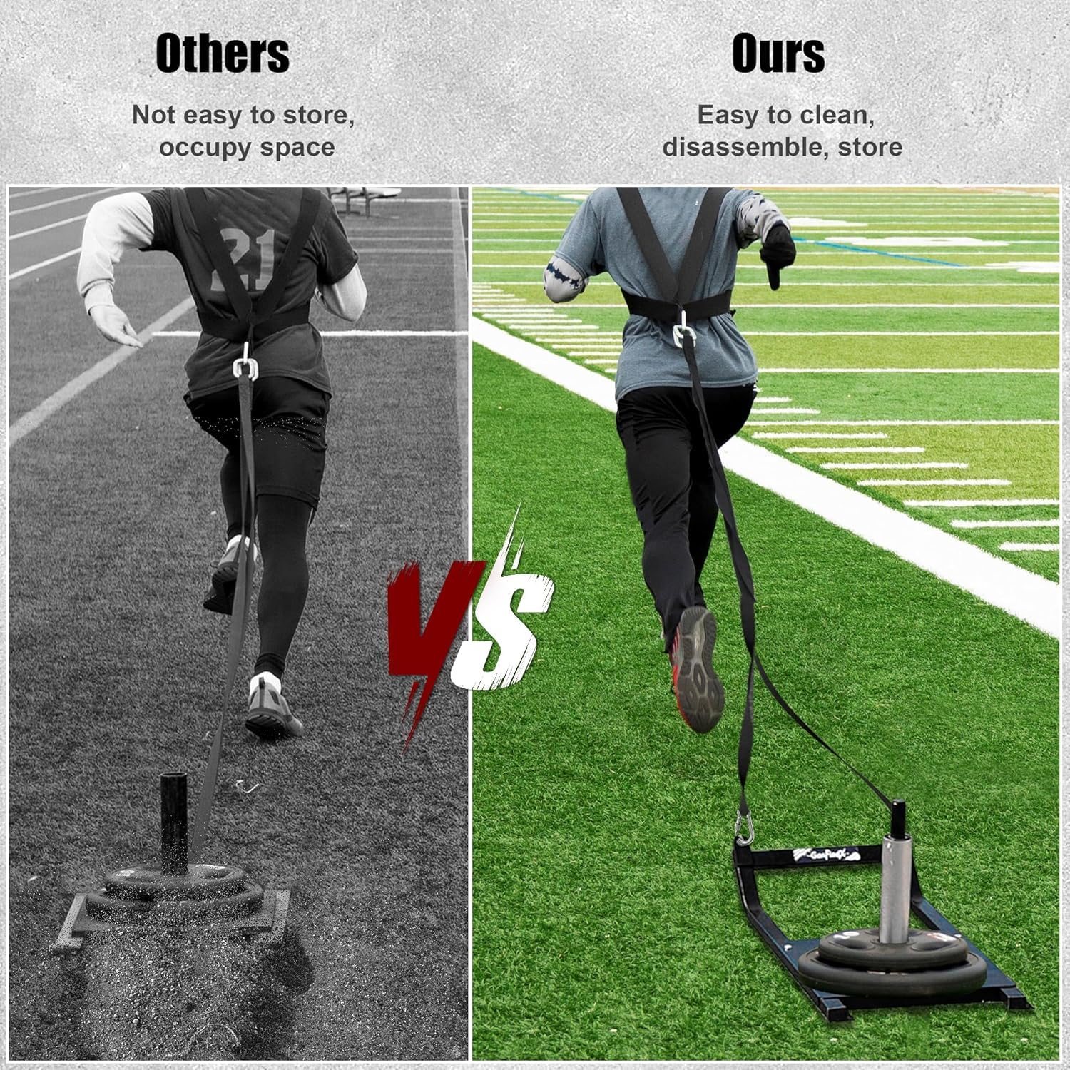 'GanFindX Weight Sled, Workout Sled, Fitness Strength Training Sled for Athletic Exercise and Speed Improvement, Suitable for 1'' and 2'' Weight Plates'