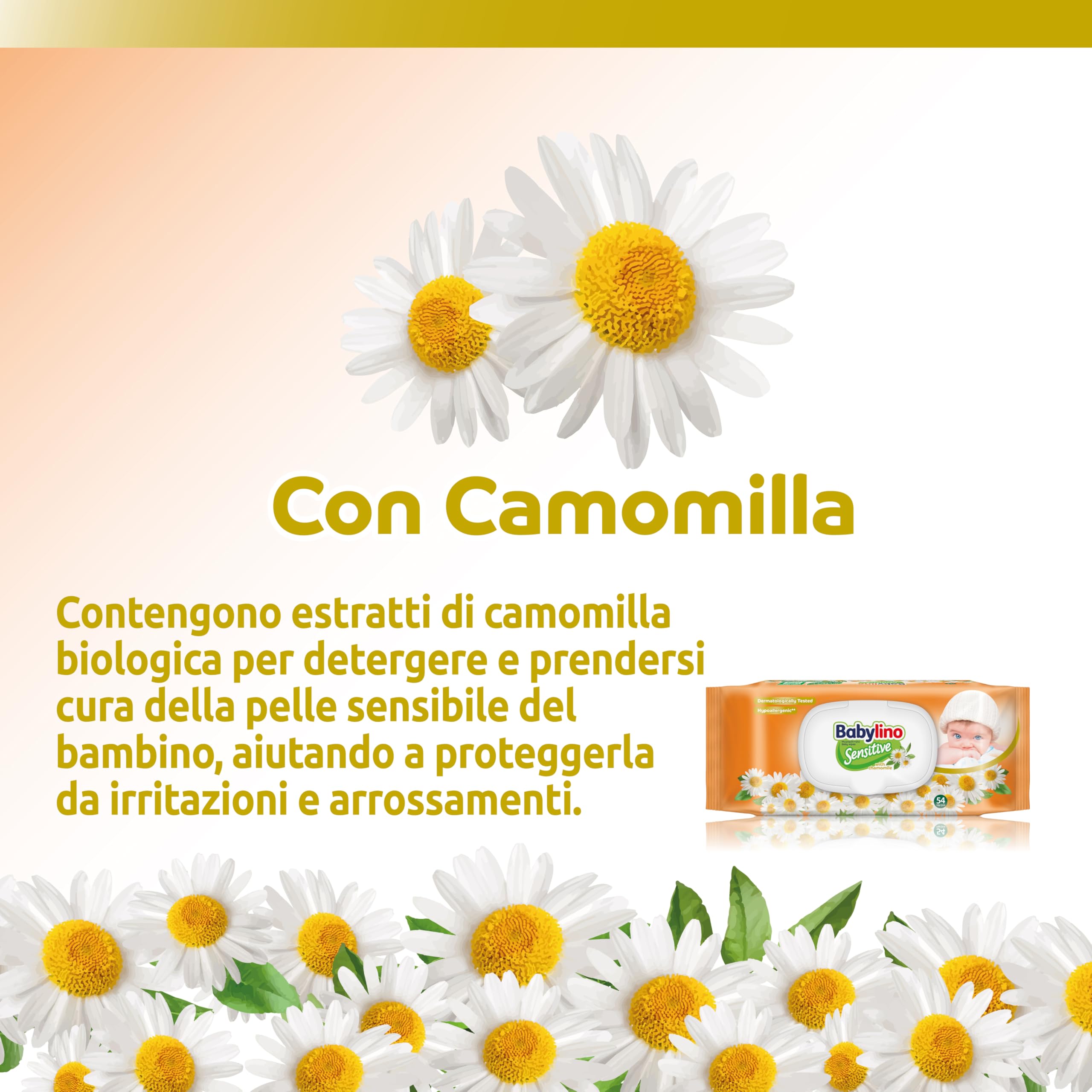 864 Salviette Neonato Babylino Sensitive con delicata profumazione alla Camomilla, formula 98% Naturale che ripristina il PH della pelle, 16 Confezioni con chiusura salva-freschezza - 4