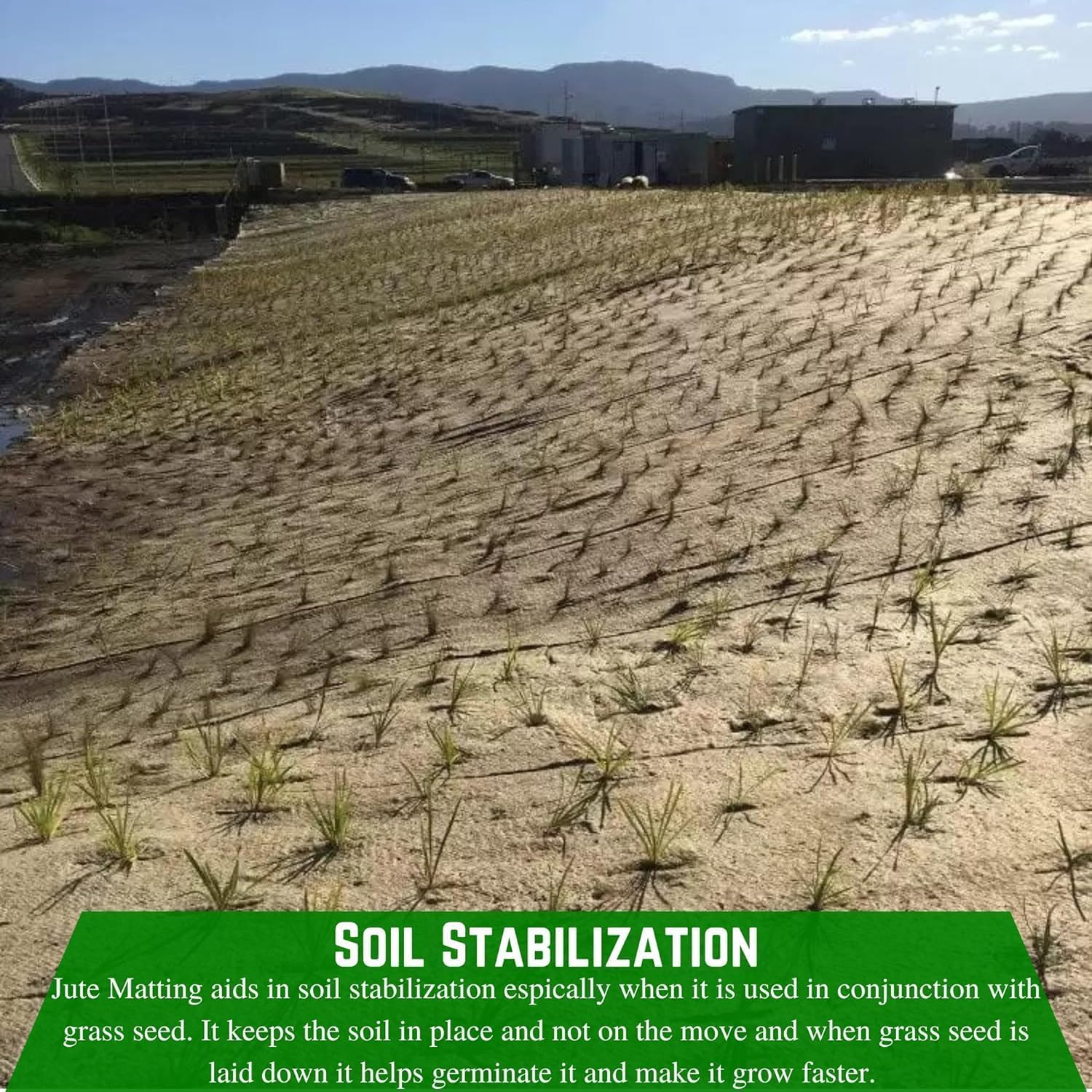 Farm Plastic Supply - Erosion Control 48" Wide Jute Netting - 225' Long Soil Saver Mesh Blanket, 900 sq. ft. Coverage Tree Wrap Protector, Soil Retention, Planting Jute Soil Saver