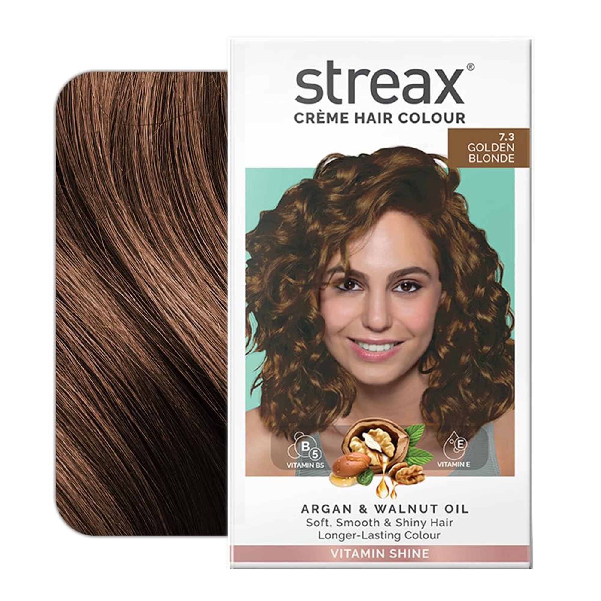 Streax Crème Hair Colour 7.3 Golden Blonde – Hair Color Kit – 60g / 2.12 oz – With Developer, Conditioner & Gloves