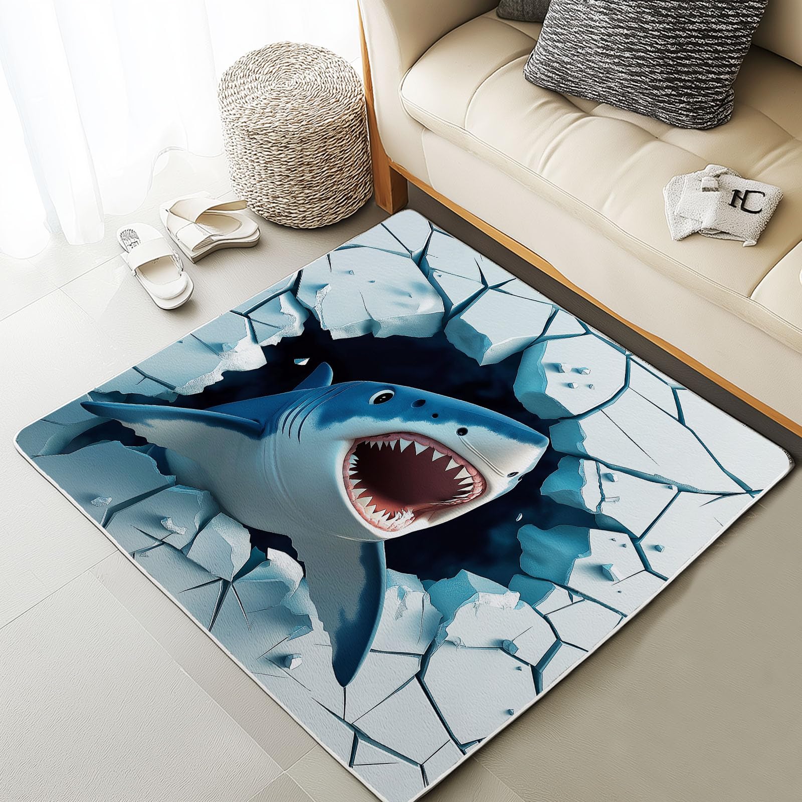 Amazon.com: Xuxangti 3D Shark Optical Illusion Rug for Living Room