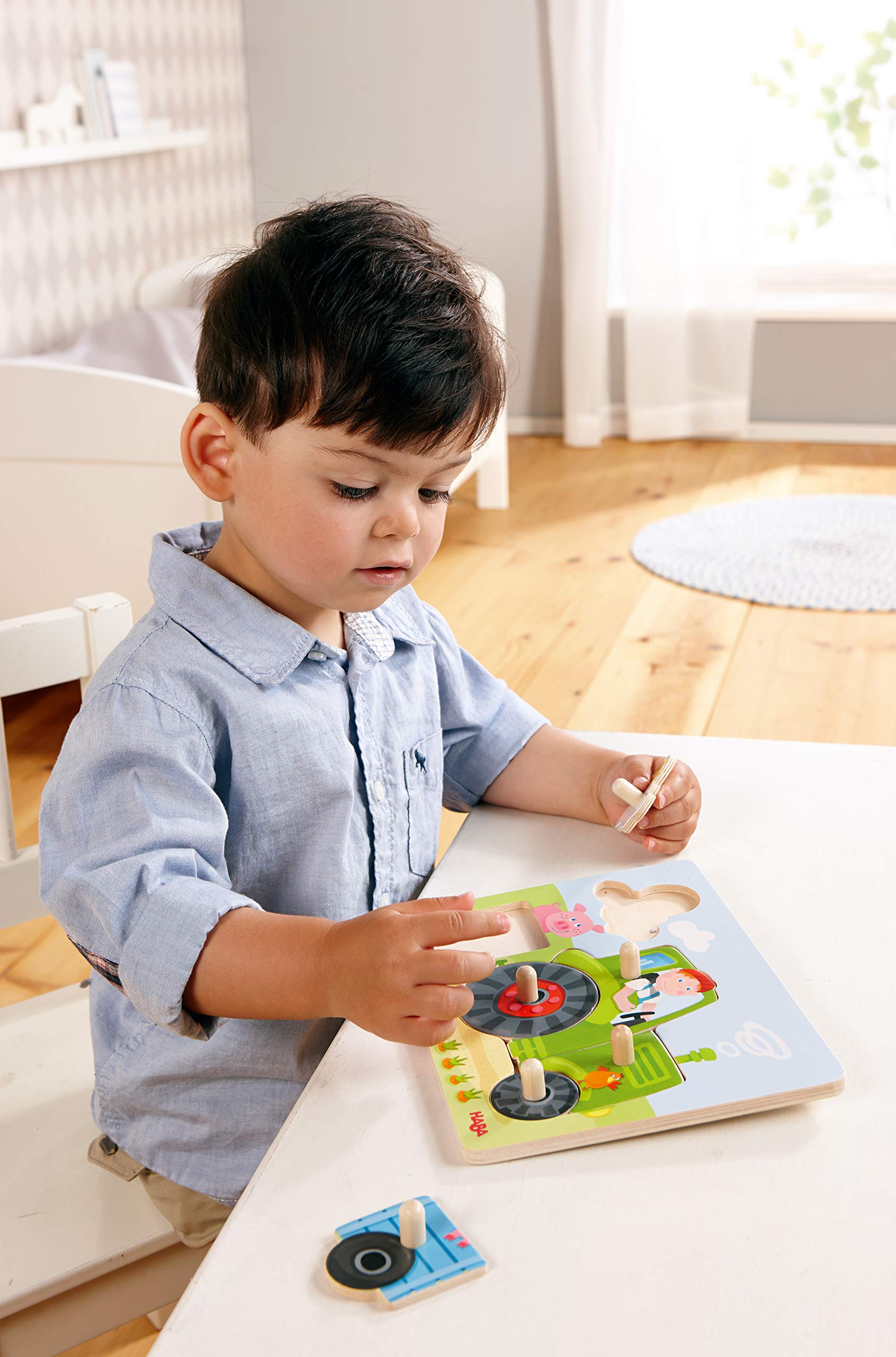 HABA- Puzzle La Ferme de Pierre - Puzzle en Bois Enfant - Jeu d'assemblage - Débutant - 6 pièces - 12 Mois - 302535 : Frömelt, Ines