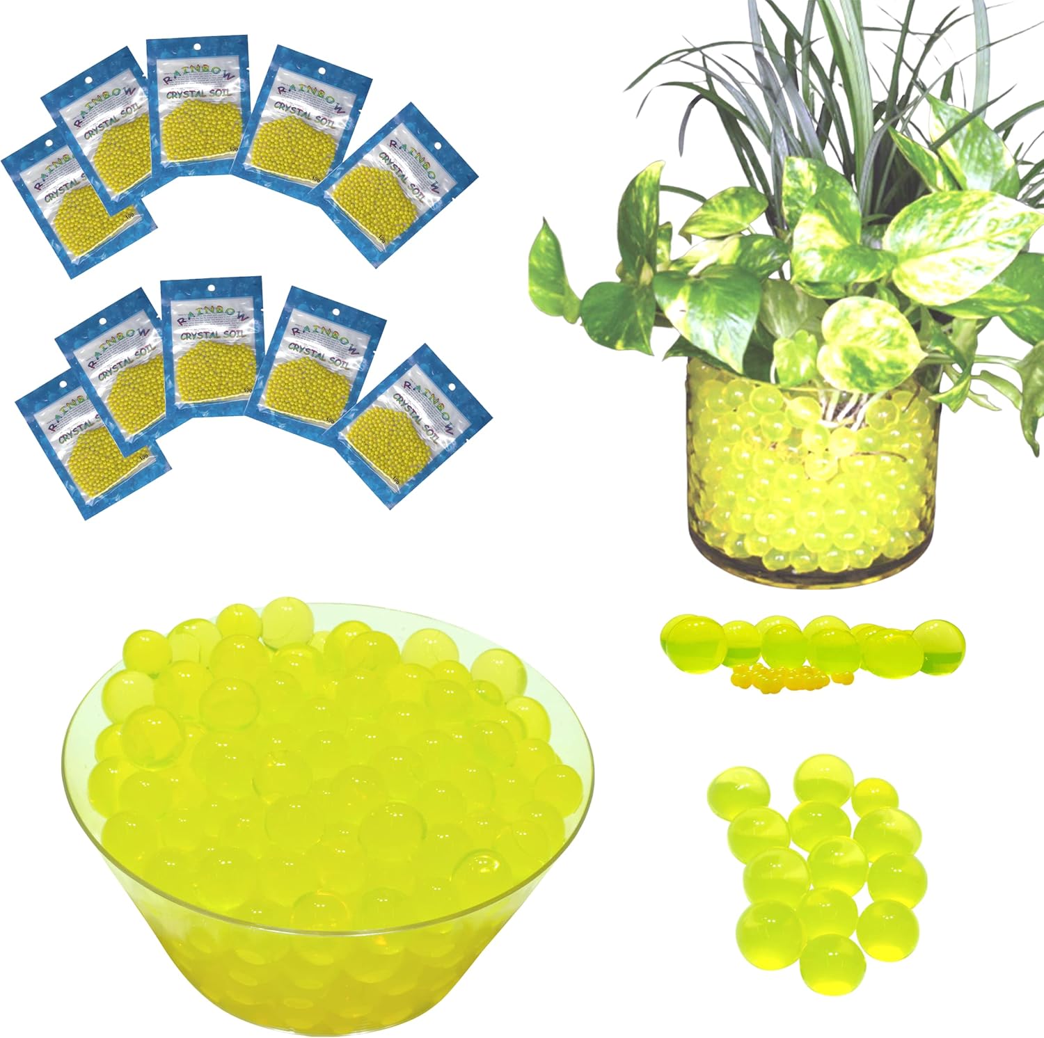 Water Beads for Vases Yellow 10x10g Bag Yellow Water Beads