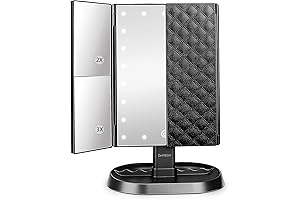 deweisn Lighted 21 LED Vanity Makeup Mirror with Adjustable Magnification and Touchscreen Dimming