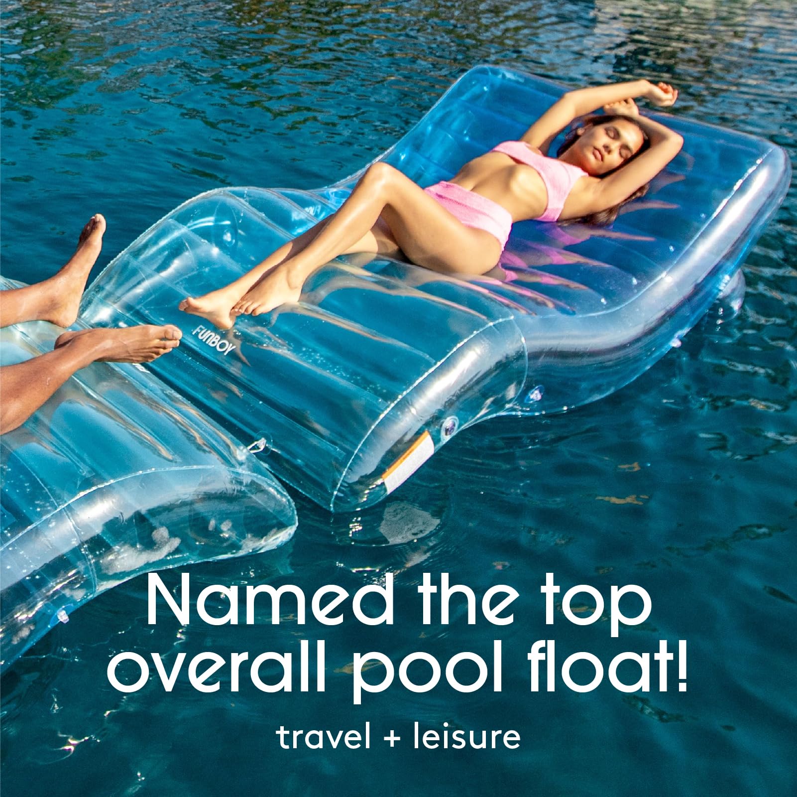 FUNBOY Chaiseliege, dreifarbig, Blau | Luxuriös, für Erwachsene, transparentes blaues Material, perfekt für Sommer-Pool-Party
