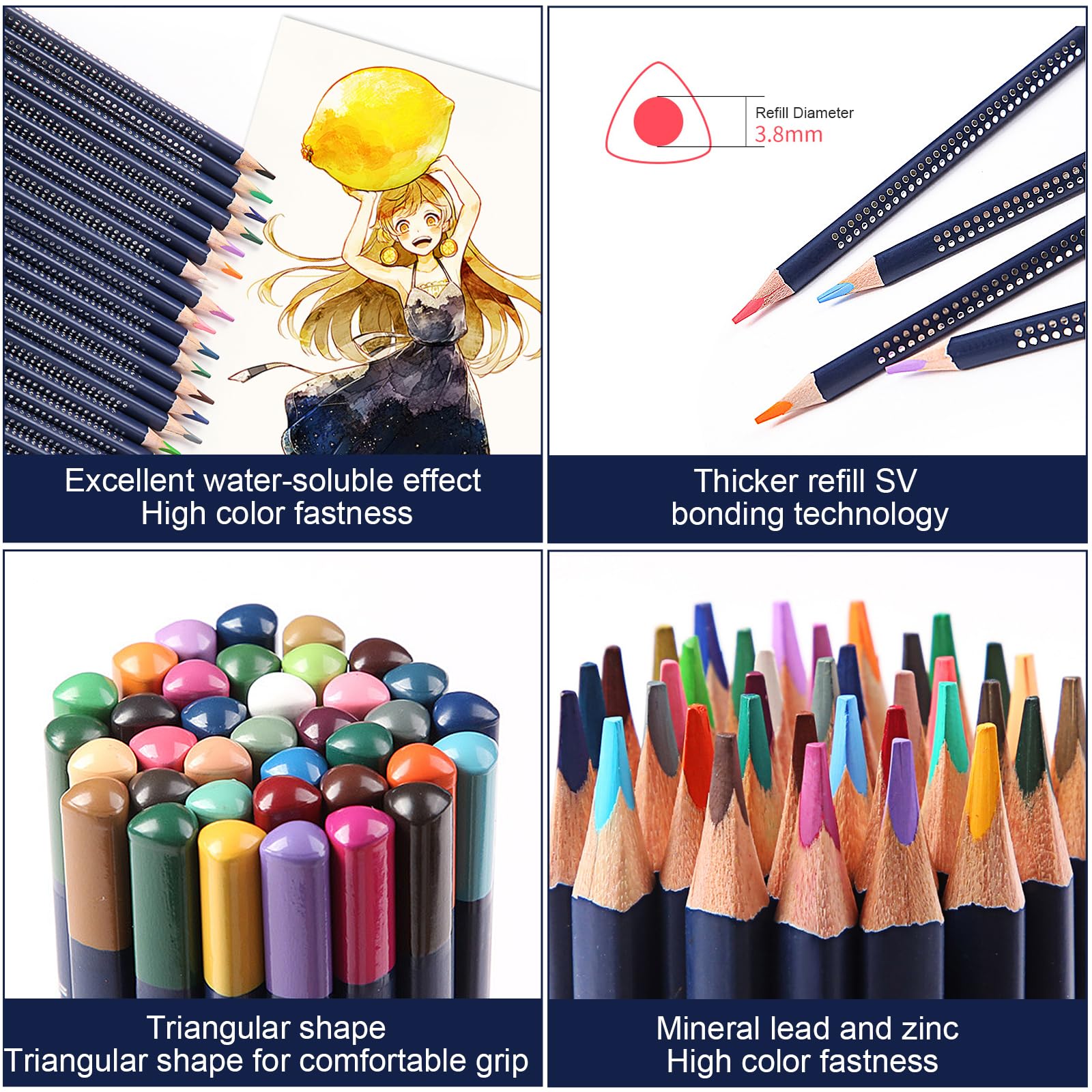 Crayons De Couleur Aquarellables SAMISO 72 Couleurs - Coffret Métal Professionnel Avec Pinceaux Pour Adultes Et Enfants